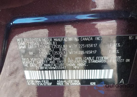 2017 Toyota Rav4 Le z USA, uszkodzony, nr VIN 2T3BFREV8HW555947